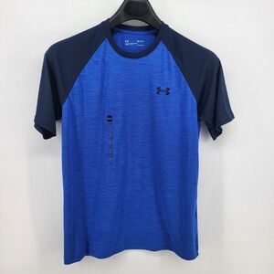 Under Armour Mens HeatGear T-Shirt Medium Blue Short Sleeve Loose Fit